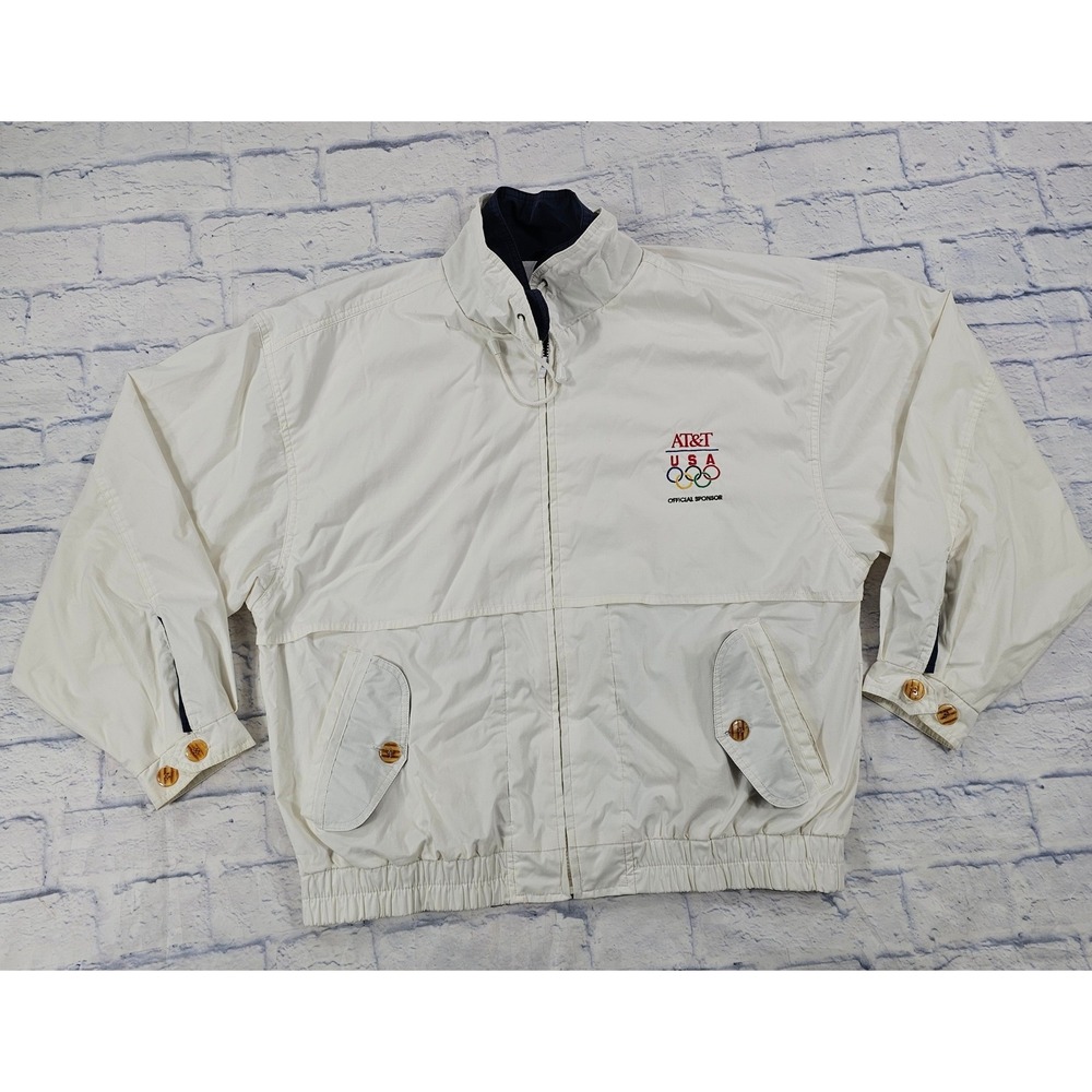 Norman Todd USA Olympics Jacket Mens Large White AT&T Sponsor Vintage 90s Bomber